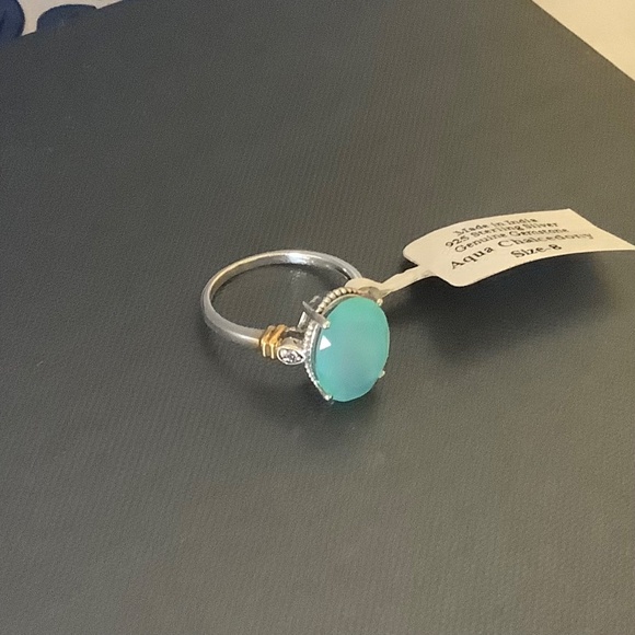 Sterling Silver Genuine Gemstone Aqua Chalcedony Ring Size-8 - Picture 5 of 16